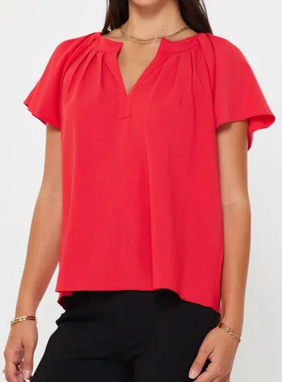 Current Air Pintuck Pleated Detail Blouse In Red
