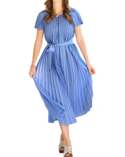 Current Air Pleated Dress With Bow In Blue/black