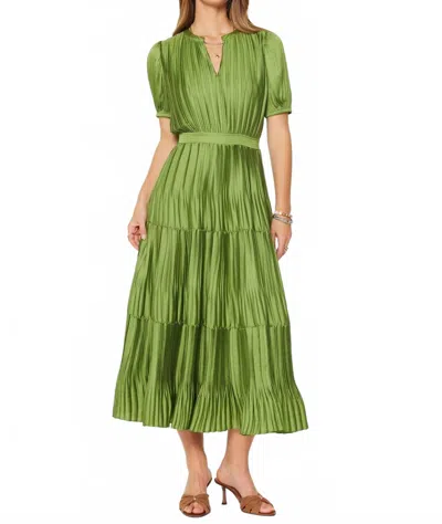 Current Air Pleated Maxi Dress In Olive In Green