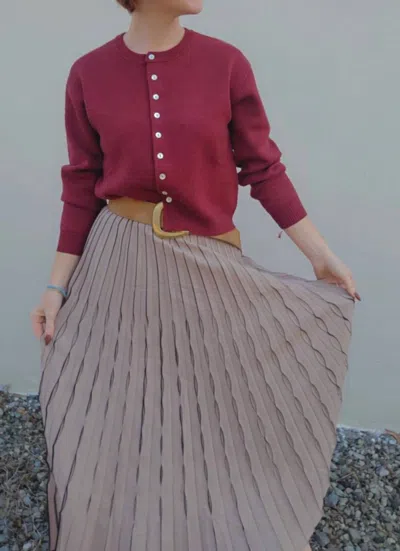 Current Air Pleated Midi Skirt In Taupe In Gray