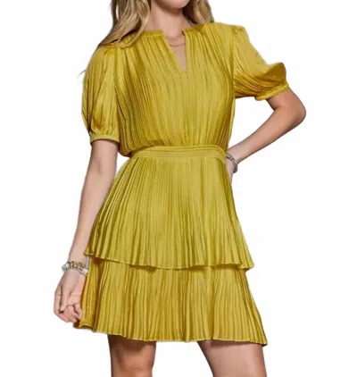 Current Air Pleated Mini Dress In Amber Haze In Yellow