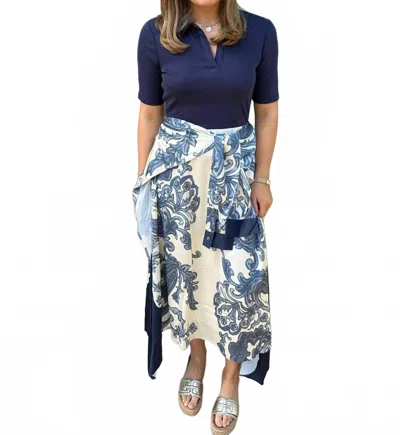 Current Air Polo Knit Top Midi Dress In Blue