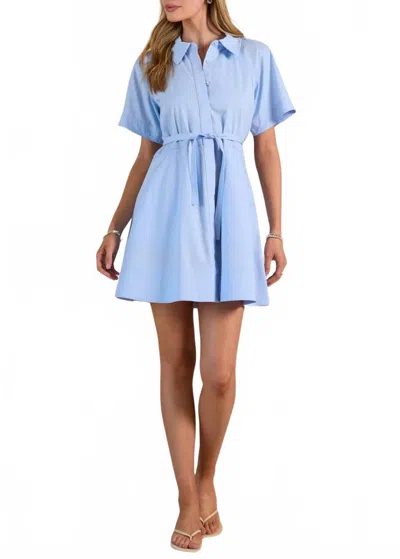 Current Air Poplin Button-down Mini Dress In Blue