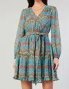 Current Air Print Mini Dress In Brown Green Multi In Multi