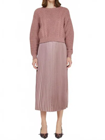 Current Air Pullover Sweater & Pleated Dress Sets In Ash Rose In Multi