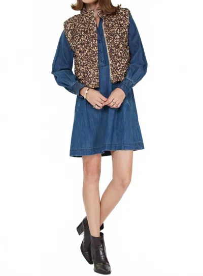 Current Air Quilted Leopard Vest In Brown