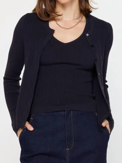 Current Air Ribbed Cardigan With Tank Top Set In Black