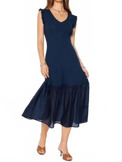 Current Air Riviera Knit Midi Dress In Navy In Multi