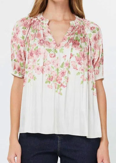 Current Air Rose Floral Blouse In Rose Multi In White