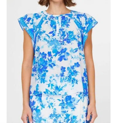 Current Air Round Neck Blouse In Blue Multi