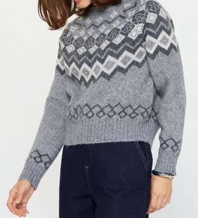 Current Air Round Neck Fair Isle Sweater In Grey In Gray