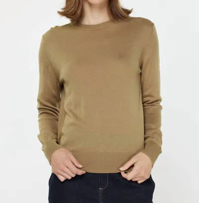 Current Air Round Neck Pullover Sweater In Khaki In Brown