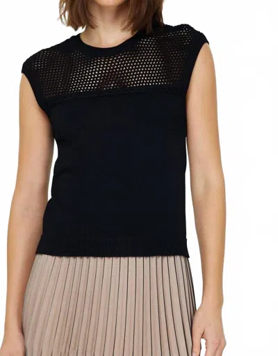 Current Air Round Neck Sweater Tank Top In Black