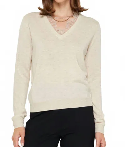 Current Air Ruffle V-neck Sweater In Ivory In Neutral