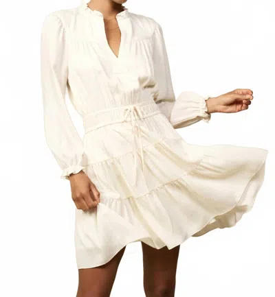Current Air Ruffled Elastic Above Knee Dress In Ivory In White