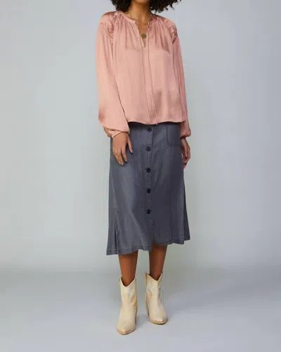 Current Air Ruffled Shoulder Blouse In Dusty Blush In Pink