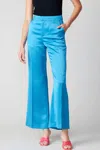 Current Air Samantha Satin Pants In Neon Blue In Black