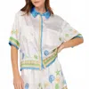 Current Air Color Block Button Blouse In Blue Multi In White
