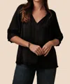 CURRENT AIR SARAI SOFT CRINKLE BLOUSE IN BLACK