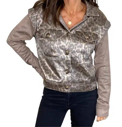 Current Air Sassy Cat 2-in-1 Vest Jacket In Grey In Multi