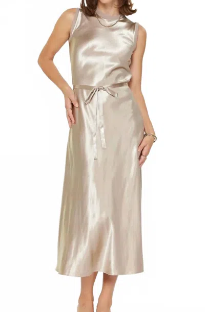 Current Air Satin Midi Dress In Champagne In Neutral