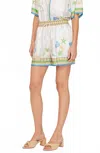 Current Air Sandi Coastal Print Satin Shorts In Multi In White