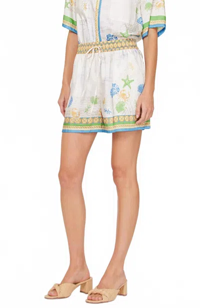 Current Air Satin Short In Blue Multi In White