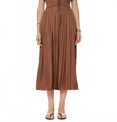 Current Air Shania Pleated Midi Dress In Chocolate In Brown
