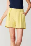Current Air Shelby Pintucked Shorts In Lemon Sherbet In Multi