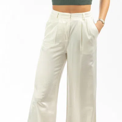 Current Air Shimmer Wide Leg Pant In Ivory In Beige
