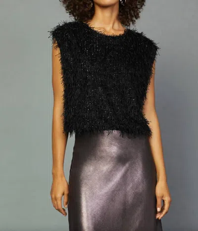 Current Air Shine On Fringe Top In Black