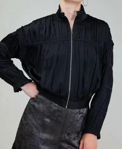 Current Air Shirred Sleeve Jacket In Black