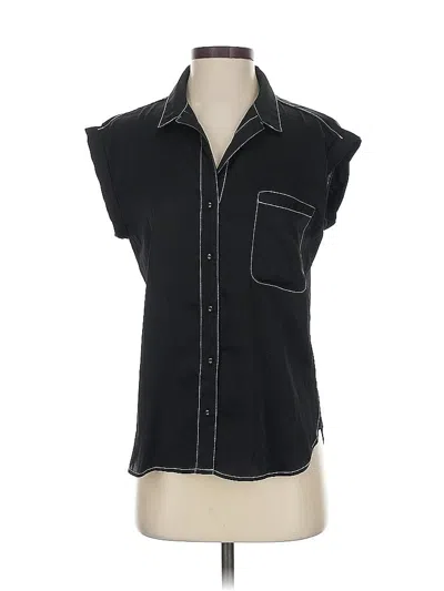 Pre-owned Current Air Short Sleeve Blouse In Black