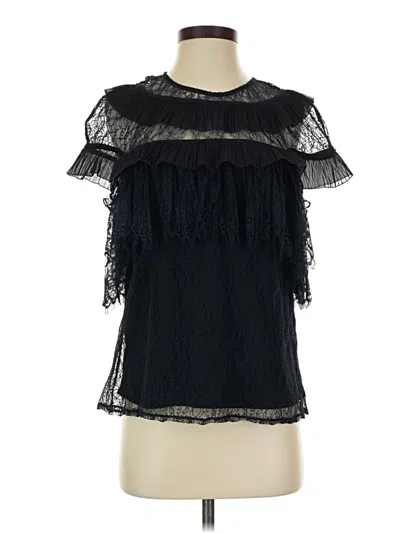Pre-owned Current Air Short Sleeve Blouse In Black