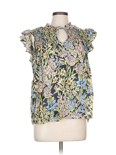 Pre-owned Current Air Short Sleeve Blouse In Blue