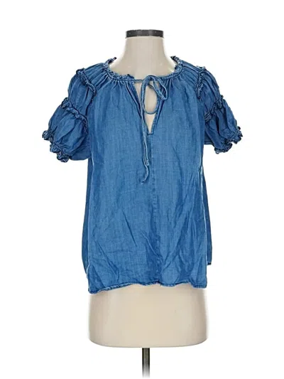 Pre-owned Current Air Short Sleeve Blouse In Blue