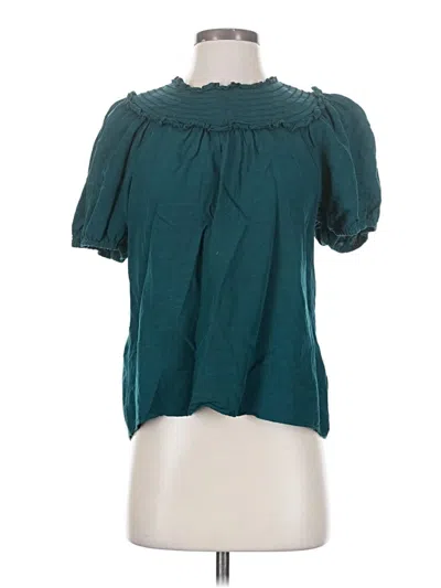 Pre-owned Current Air Short Sleeve Blouse In Blue
