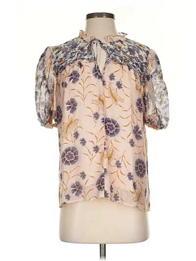 Pre-owned Current Air Short Sleeve Blouse In Brown