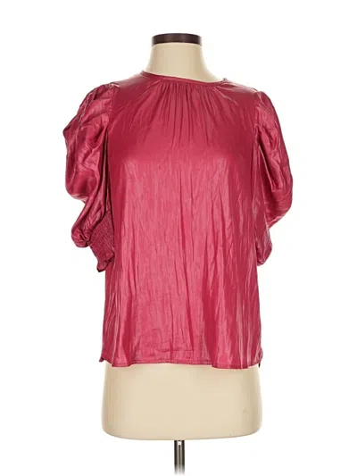 Pre-owned Current Air Short Sleeve Blouse In Burgundy