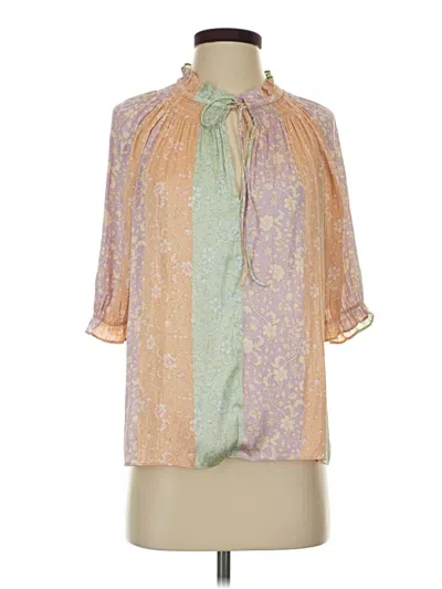 Pre-owned Current Air Short Sleeve Blouse In Gold