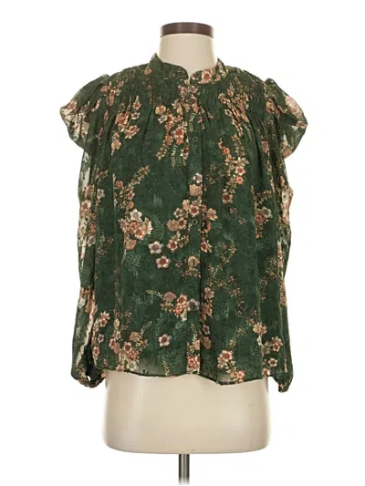 Pre-owned Current Air Short Sleeve Blouse In Green