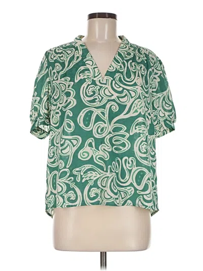 Pre-owned Current Air Short Sleeve Blouse In Green