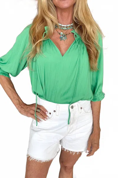 Current Air Short Sleeve Blouse In Green