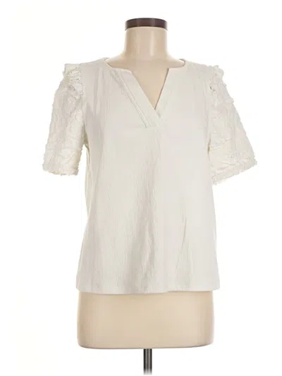 Pre-owned Current Air Short Sleeve Blouse In Ivory
