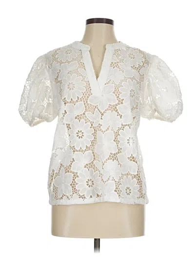 Pre-owned Current Air Short Sleeve Blouse In Ivory