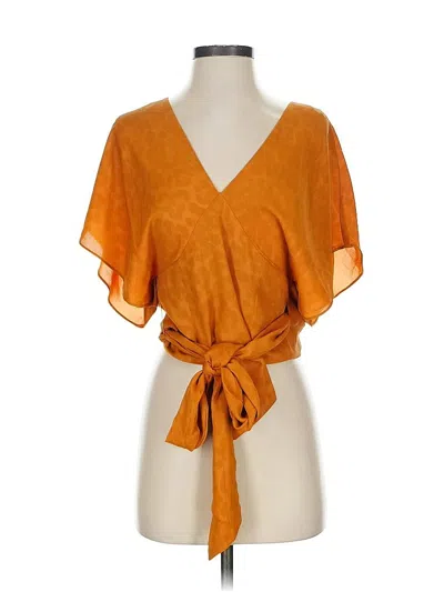 Pre-owned Current Air Short Sleeve Blouse In Orange