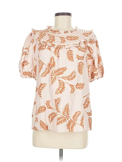 Pre-owned Current Air Short Sleeve Blouse In Orange