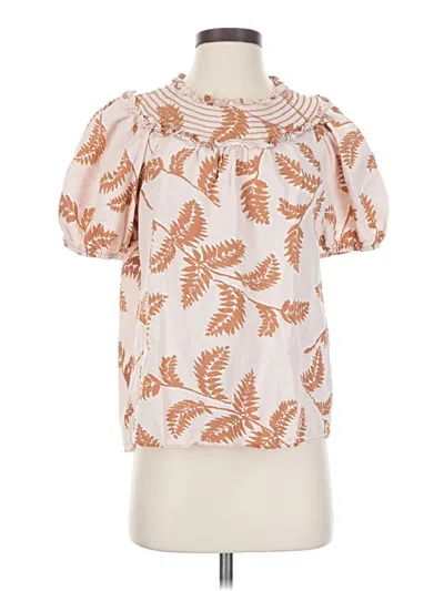 Pre-owned Current Air Short Sleeve Blouse In Orange