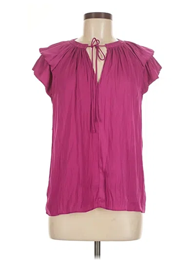 Pre-owned Current Air Short Sleeve Blouse In Purple