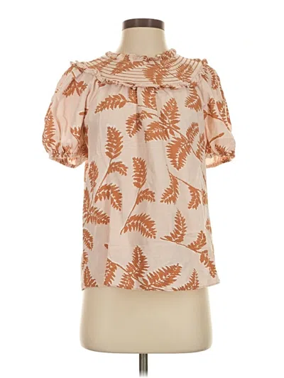 Pre-owned Current Air Short Sleeve Blouse In Tan